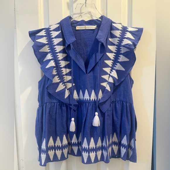 MARIE OLIVER Marine Becca Embroidered Ruffle Top - Picture 7 of 7